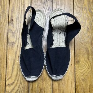 Artesania Black Canvas Espadrille Sandals Made in Spain Slingback Flats Size 37